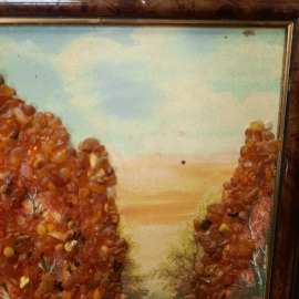 Картина с янтарём "Осенний лес", размер полотна 14.5х20.5 см. . Картинка 4